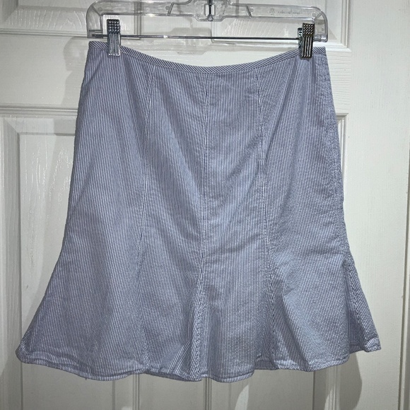 Lauren Ralph Lauren linen blend pinstripe mini skirt Sz 2P flared boho preppy - Picture 1 of 3